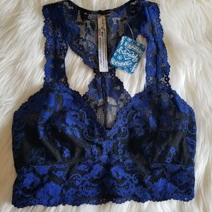 NWT* Free People Bralette* Lace Black/Sapphire